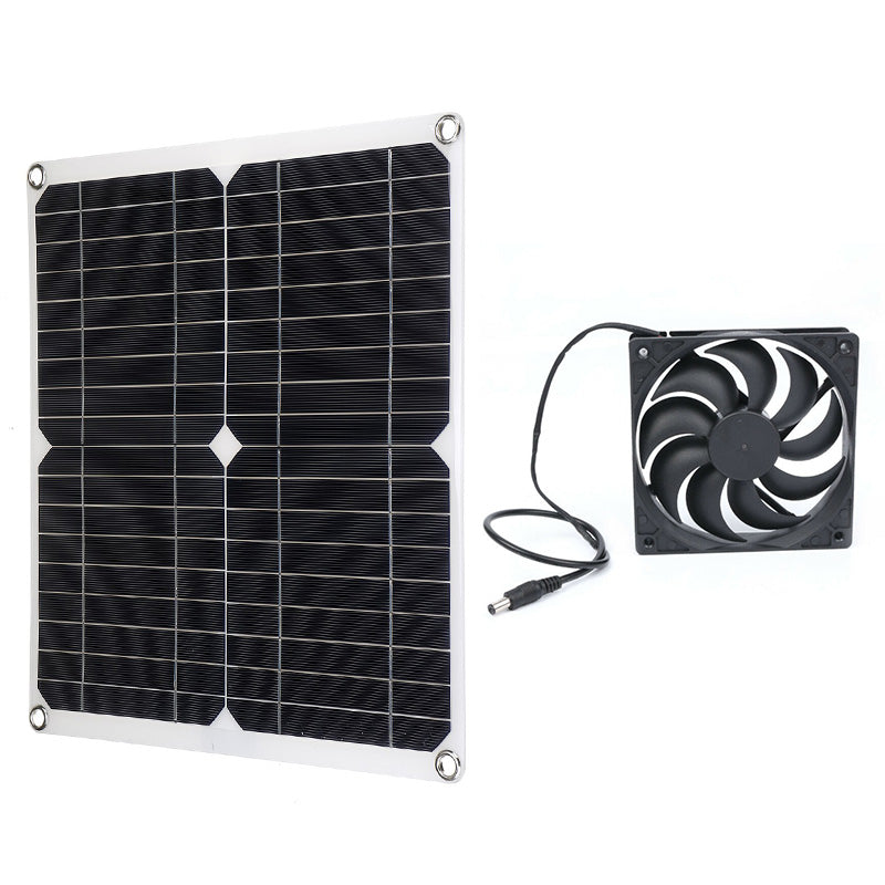 25W Solar Panel Fan Kit Monocrystalline Silicon Photovoltaic Solar Power for RV Camping 25W Solar Panel Fan Kit Monocrystalline Silicon Photovoltaic Solar Power for RV Camping